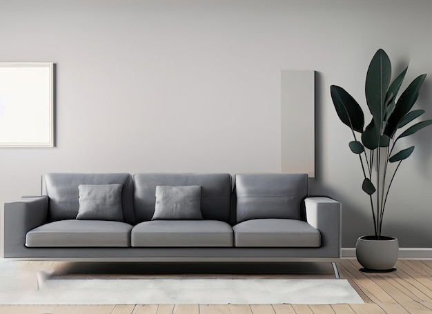 Foto sofá gris en la sala de estar para la maqueta