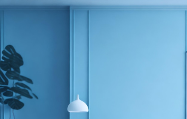 Foto Sofa in einem Wohnzimmerinterieur im modernen Stil mit blau und marine bemalten Wänden 3D-Rendering