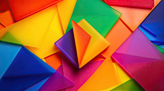 Foto una foto de una sola pieza de tangram de plástico en un fondo colorido con iluminación difusa suave
