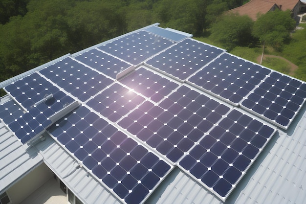 Foto foto-solarzellen auf dem dach