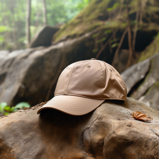 Foto de sombrero de béisbol en blanco de color marrón claro ultra realista 8K adecuado para crear una maqueta de sombreiro o cap m