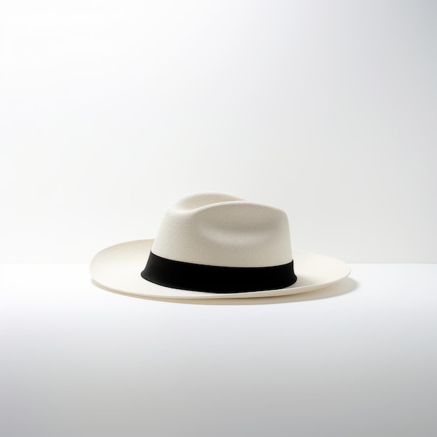 Foto de sombrero blanco simplista sobre un fondo blanco