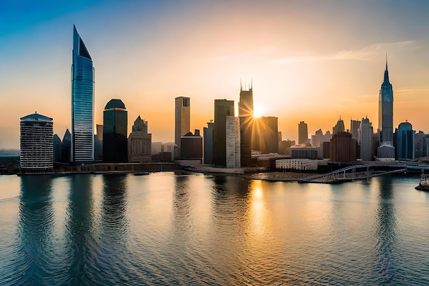 Foto-Sonnenuntergang auf Manhattan