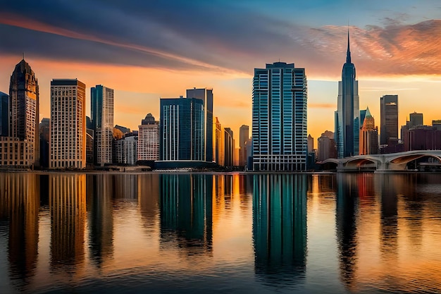 Foto-Sonnenuntergang auf Manhattan