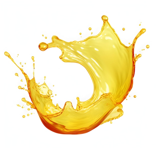 Foto Splash von köstlichem Mangosaft auf weißem Hintergrund