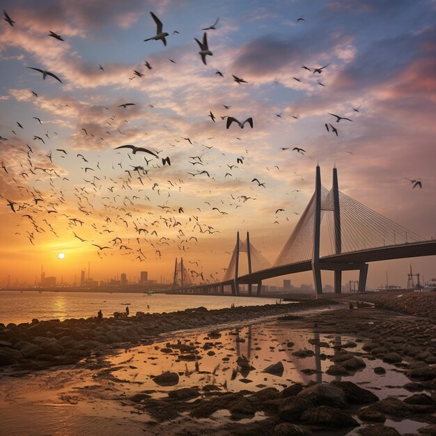 Foto-Stadtlandschaft der Incheon-Brücke in Korea