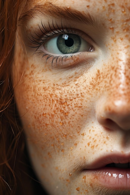 Foto foto de stock cerrar macro de hermoso rostro pecoso