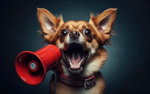 Foto foto stock de cachorro com megafone generative ai