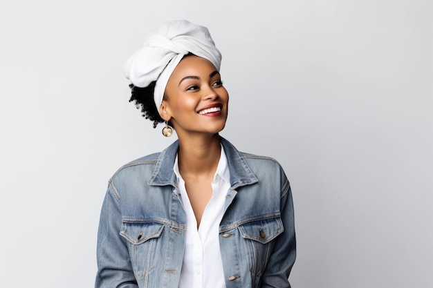 foto de stock de una hermosa mujer negra alegre y sonriente