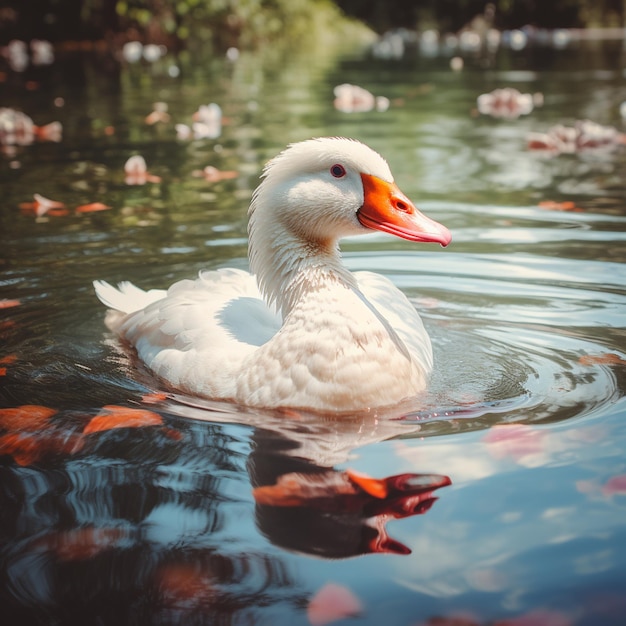 foto de stock de un pato hermoso y pacífico nadando en un lago