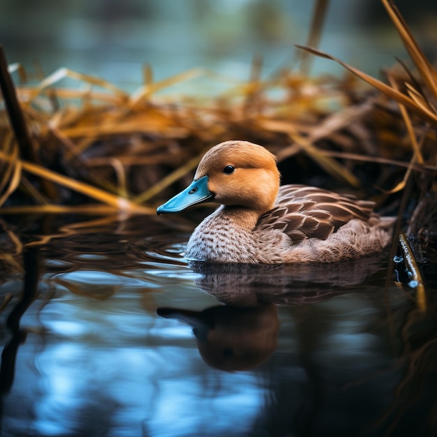 foto de stock de un pato hermoso y pacífico nadando en un lago