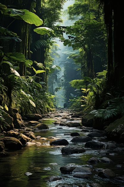 Una foto de stock de una selva tropical oculta