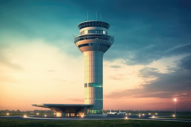 foto de stock de la Torre de Control de Tráfico Aéreo Fotografía de stock generada por la IA