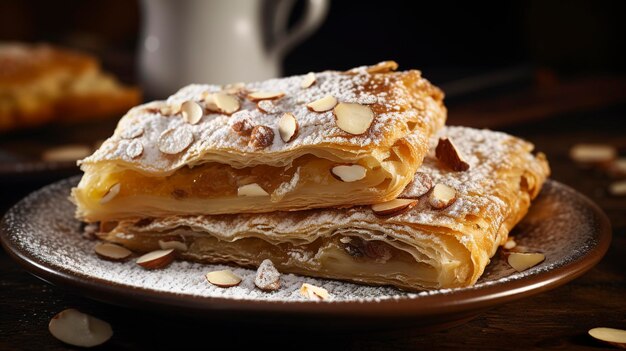 Foto una foto de un strudel austriaco tradicional con escamas