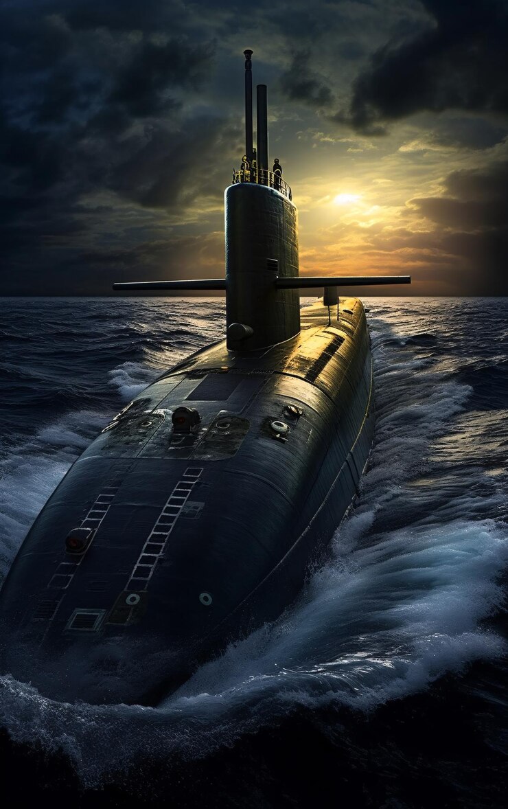 Una foto de un submarino en un día nublado