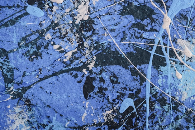 Foto de superficie con textura creativa en colores pastel azul, blanco y negro grunge, pintura y salpicaduras telón de fondo