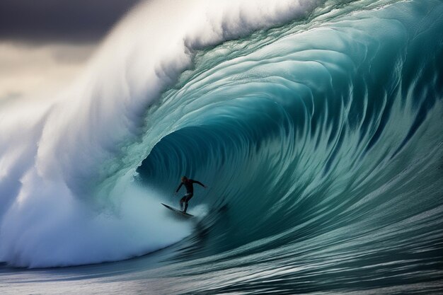 Foto Surfer auf einer blauen Welle