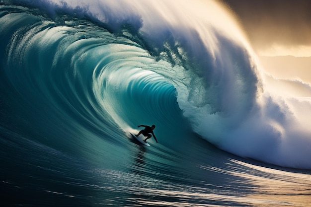 Foto Surfer auf einer blauen Welle