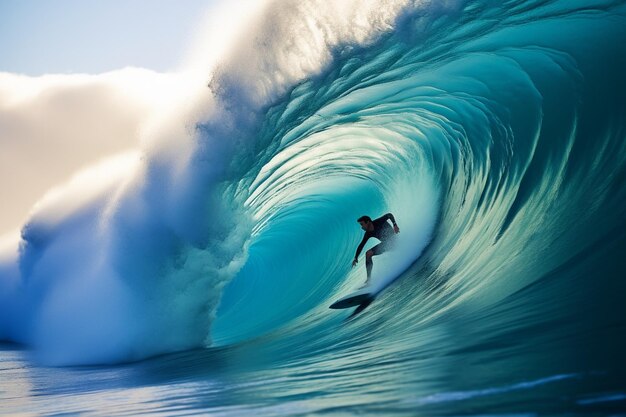 Foto Surfer auf einer blauen Welle