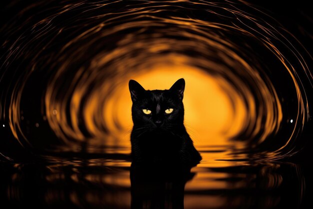 Foto foto surrealista de un gato negro