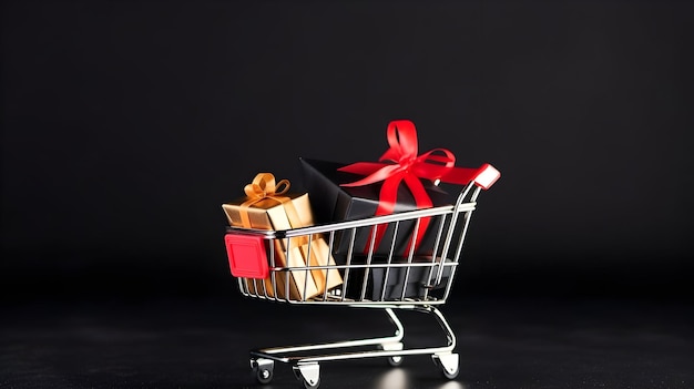 Foto El surtido minimalista de Black Friday en fondo negro es el concepto de descuento de Black Friday