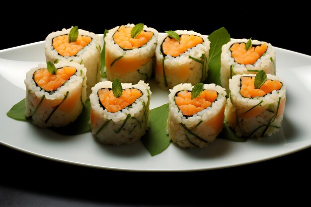 Foto de sushi en forma de corazón en un plato