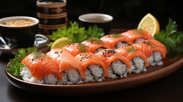 Foto de sushi de salmón japonés.