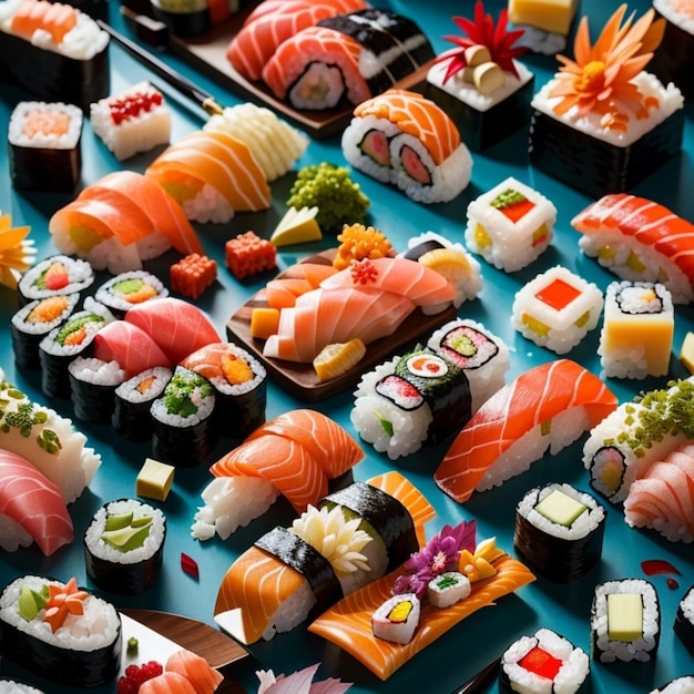 Foto una foto de sushi.