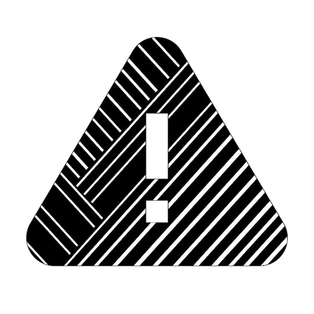 Foto-Symbolen Dreieck-Warnungssymbolen schwarz-weiße diagonale Linien