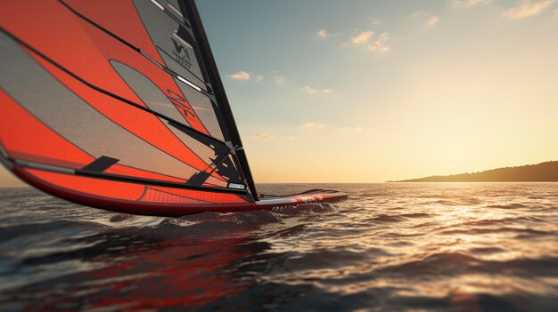 Foto una foto de una tabla de windsurf en el agua.