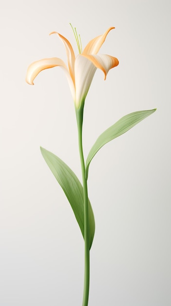 Foto de un tallo de flor de lirio aislado sobre fondo blanco.