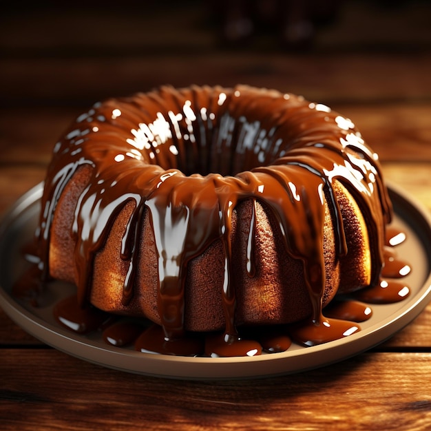 Foto de una tarta de chocolate con chocolate y nueces encima.