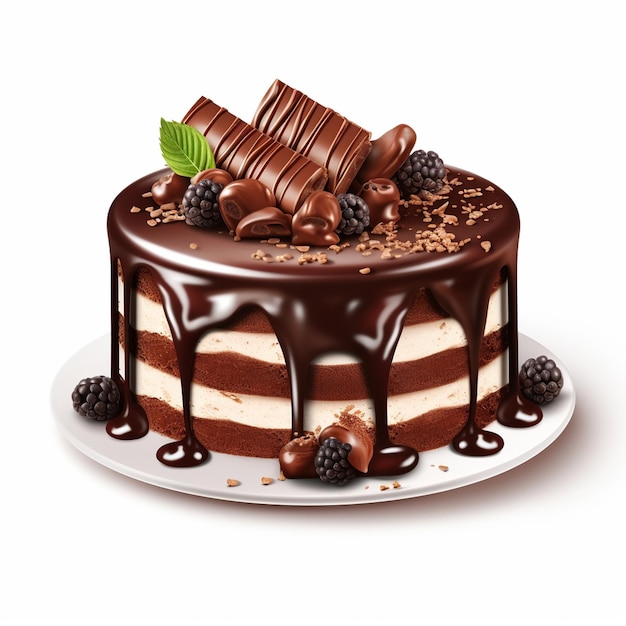 Foto de una tarta de chocolate con chocolate y nueces encima.