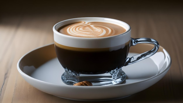 Foto una taza de café con leche en la mesa ai generativo.