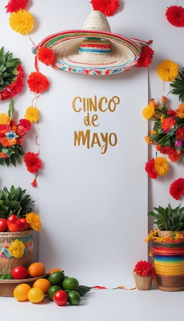 Foto del telón de fondo blanco del Cinco de Mayo