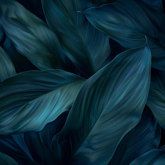 Foto de la textura abstracta de la hoja verde en tono azul oscuro