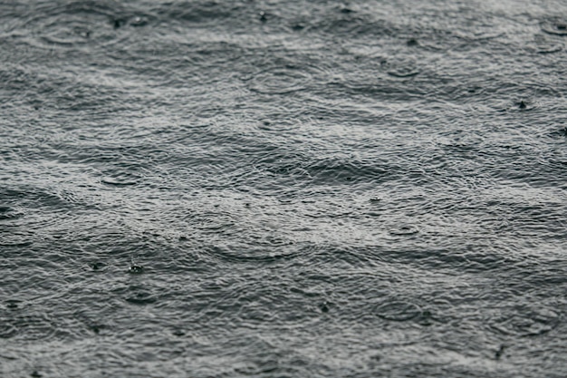 Foto textura gotas de lluvia caen en el mar foto de primer plano