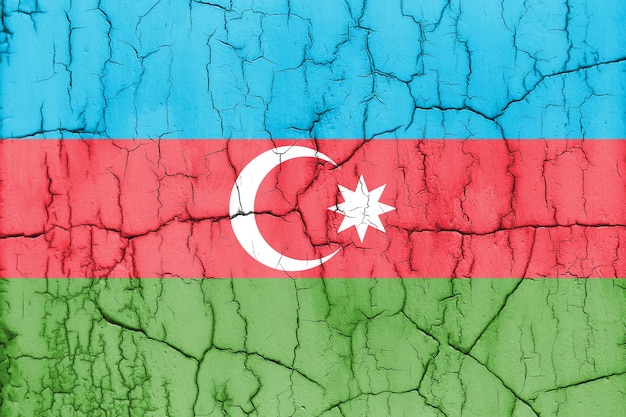 Foto texturizada de la bandera de Azerbaiyán con grietas