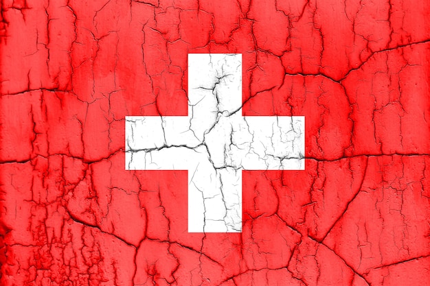 Foto texturizada de la bandera de Suiza con grietas