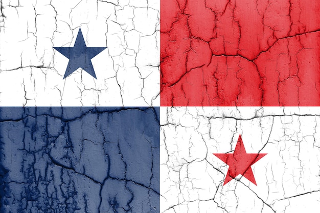 Foto texturizada da bandeira do Panamá com rachaduras