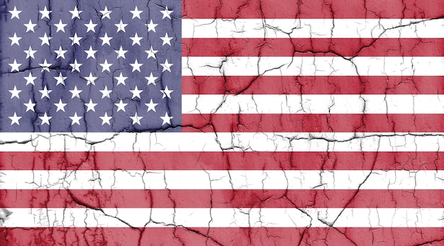Foto texturizada da bandeira dos estados unidos da américa com rachaduras