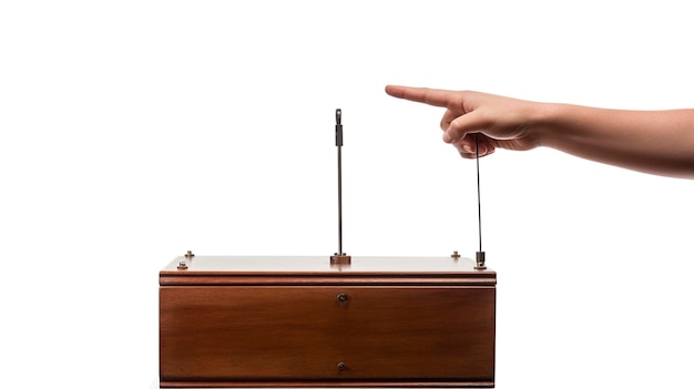 Foto una foto de un theremin en toda su longitud