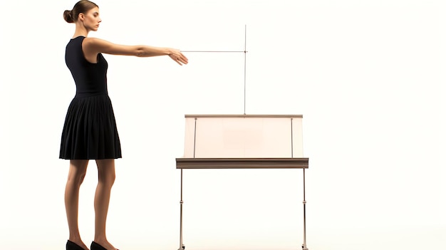 Foto una foto de un theremin en toda su longitud