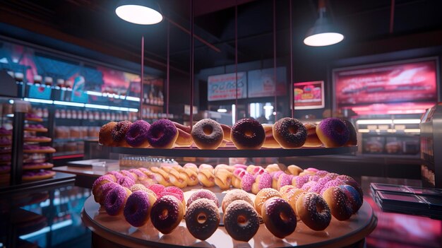 Una foto de una tienda de rosquillas contemporánea