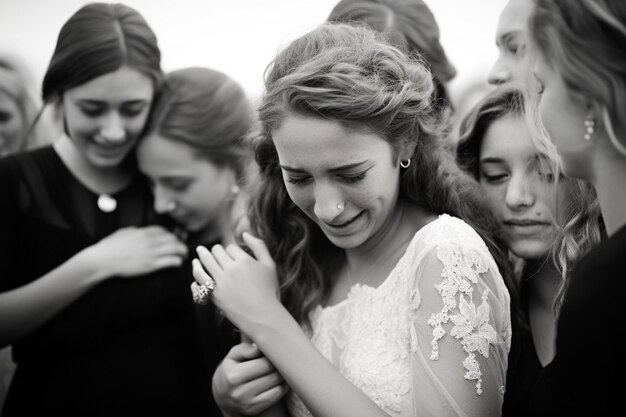 Foto tierna del abrazo de piedra de toque