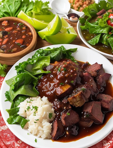 Foto típica de comida de carneiro preparada no Brasil gerada por IA