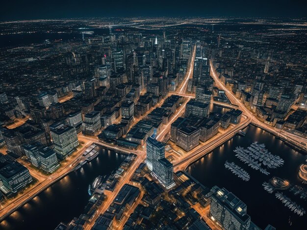 Foto tirada por drone de cima da cidade generative ai