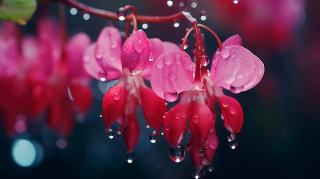 Una foto de una toma macro que destaca la belleza frágil de una flor de corazón sangrante