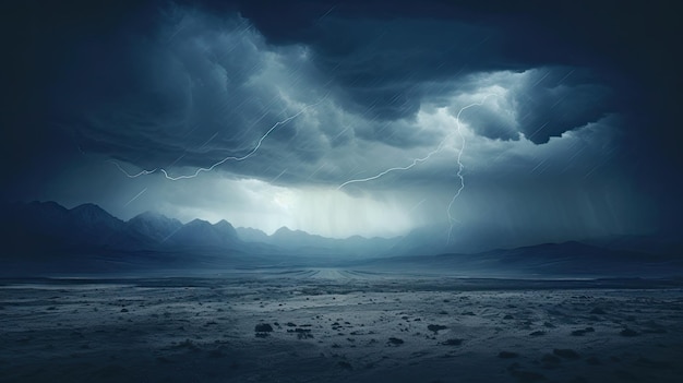 Una foto de una tormenta de granizo sobre una cordillera de cielo tempestuoso