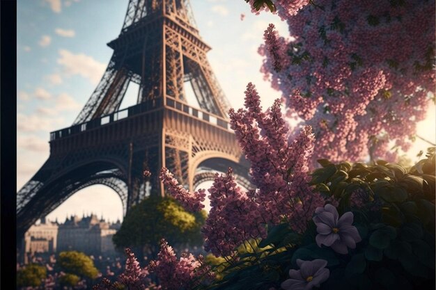 Foto una foto de la torre eiffel en parís